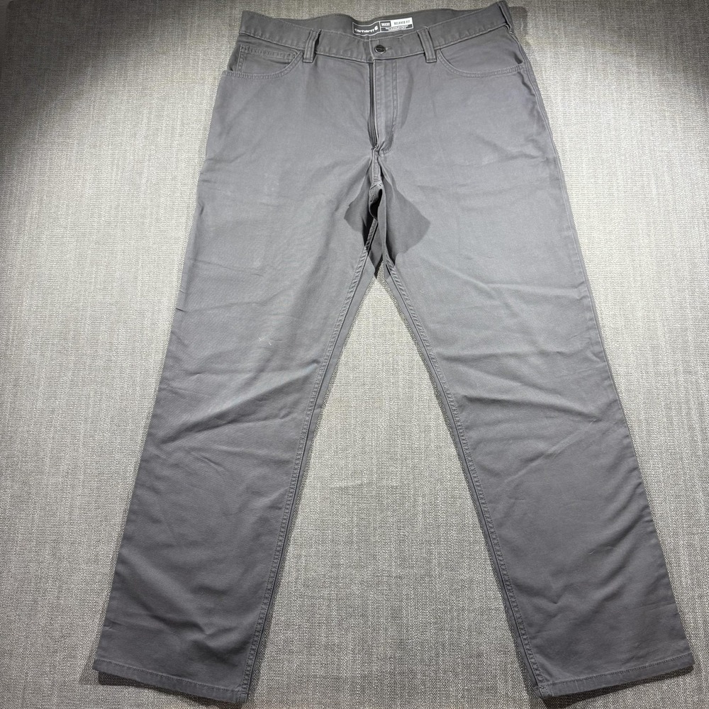 Carhartt Pants Mens 38x31 Gray Carpenter Workwear Relaxed Fit Straight Leg